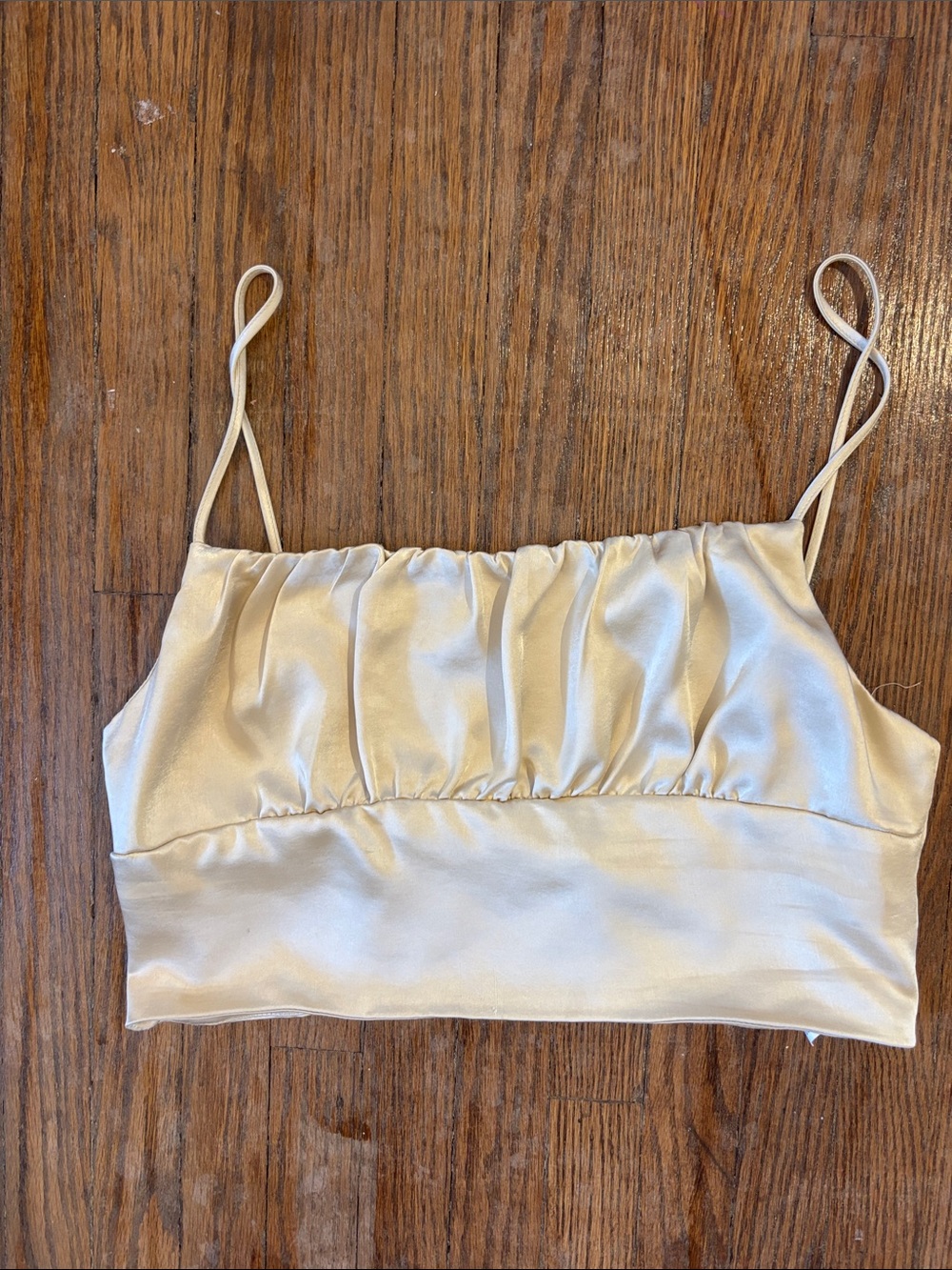 Zara Satin Gold Cropped Cami Top